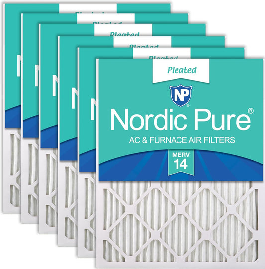 16X20X1 (Actual Size: 15 1/2 X 19 1/2 X 3/4) Pleated MERV 14 Air Filters 6 Pack