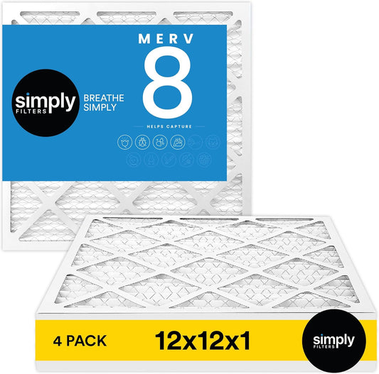 12X12X1 Air Filter, MERV 8, 6 Pack, Furnace Air Filter for Hvac(Actual Size: 11.75"X11.75"X0.75") DUST, Pet, & Allergy Control